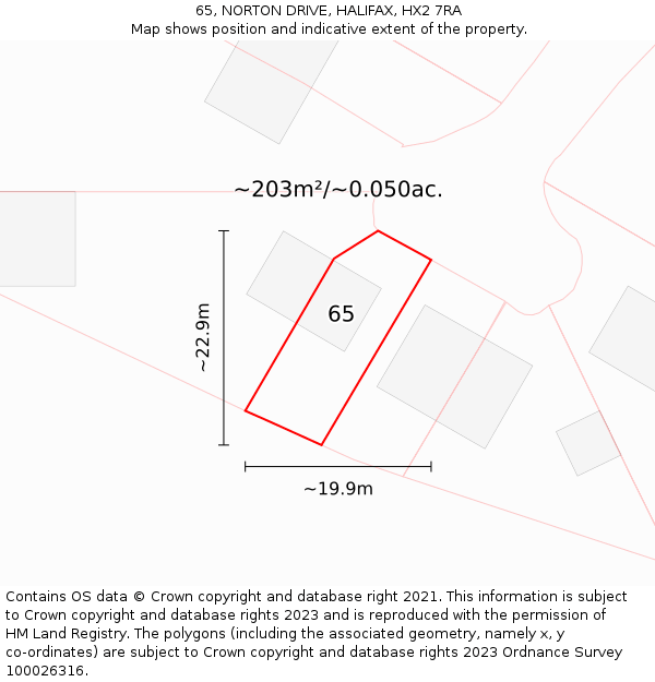 65, NORTON DRIVE, HALIFAX, HX2 7RA: Plot and title map