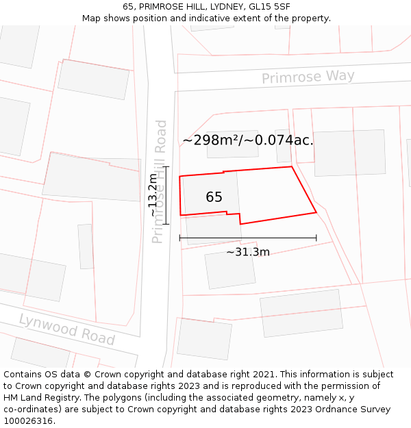 65, PRIMROSE HILL, LYDNEY, GL15 5SF: Plot and title map