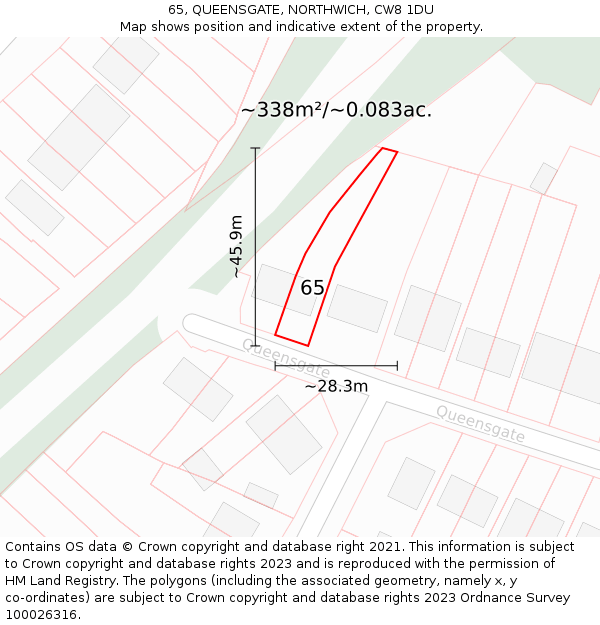 65, QUEENSGATE, NORTHWICH, CW8 1DU: Plot and title map