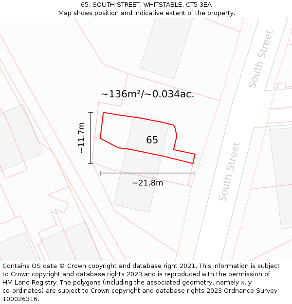 65, SOUTH STREET, WHITSTABLE, CT5 3EA: Plot and title map