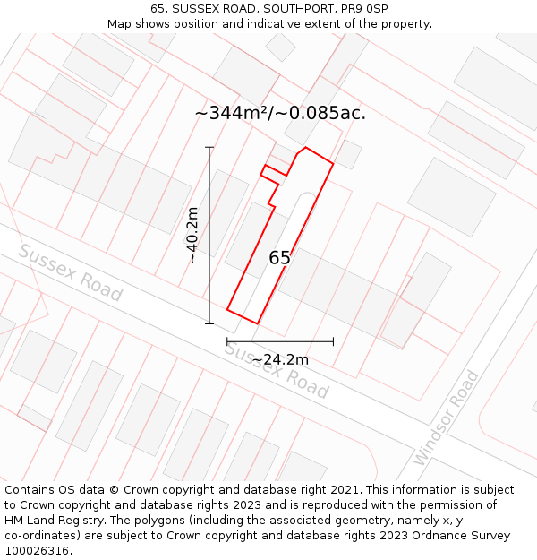 65, SUSSEX ROAD, SOUTHPORT, PR9 0SP: Plot and title map