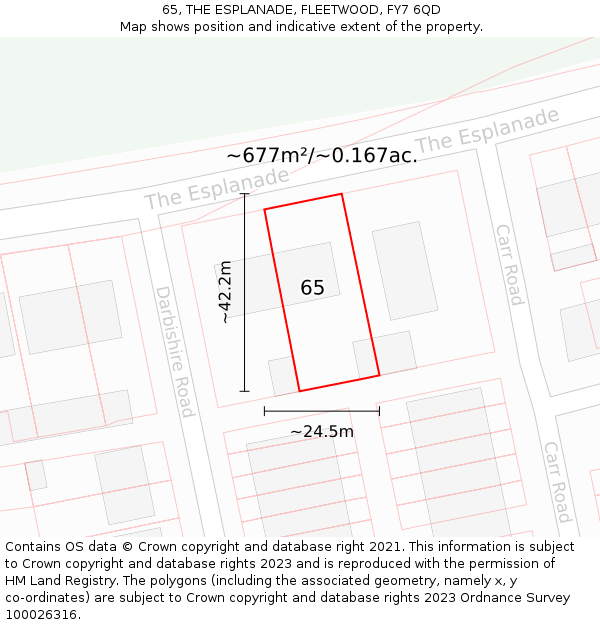 65, THE ESPLANADE, FLEETWOOD, FY7 6QD: Plot and title map