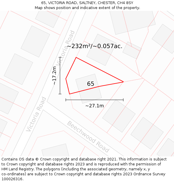 65, VICTORIA ROAD, SALTNEY, CHESTER, CH4 8SY: Plot and title map