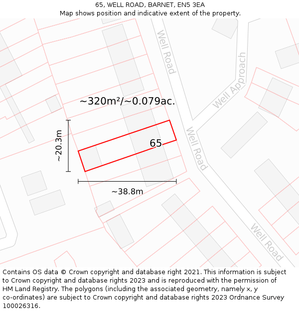 65, WELL ROAD, BARNET, EN5 3EA: Plot and title map