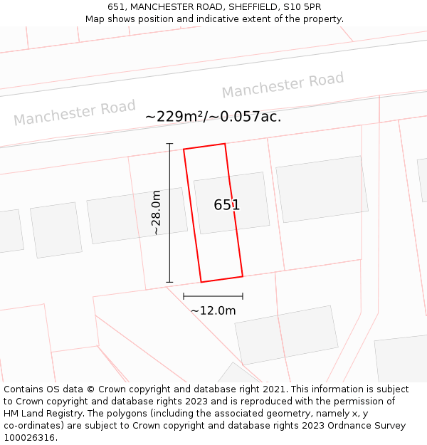 651, MANCHESTER ROAD, SHEFFIELD, S10 5PR: Plot and title map