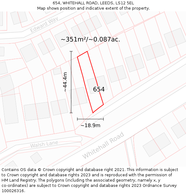 654, WHITEHALL ROAD, LEEDS, LS12 5EL: Plot and title map