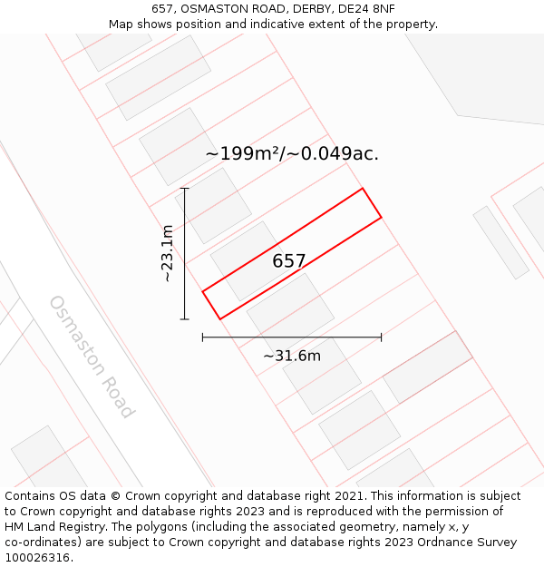 657, OSMASTON ROAD, DERBY, DE24 8NF: Plot and title map