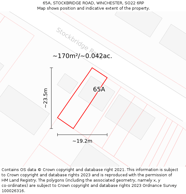 65A, STOCKBRIDGE ROAD, WINCHESTER, SO22 6RP: Plot and title map