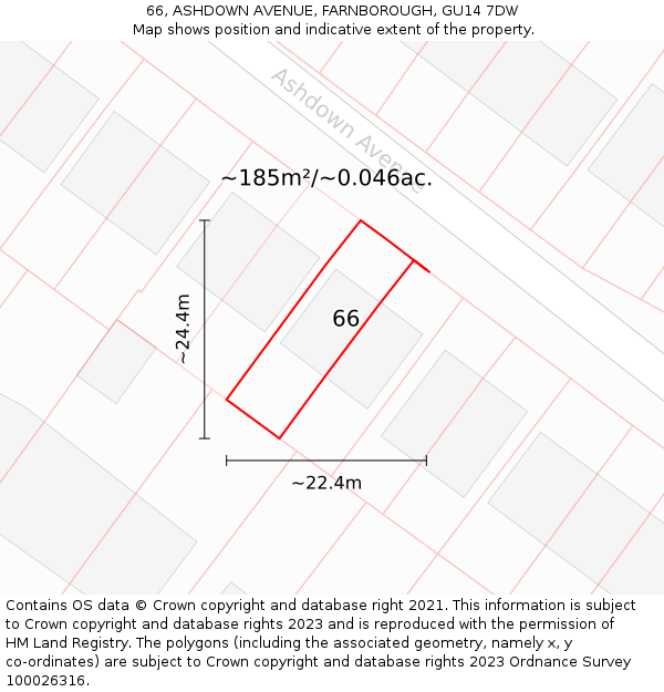 66, ASHDOWN AVENUE, FARNBOROUGH, GU14 7DW: Plot and title map