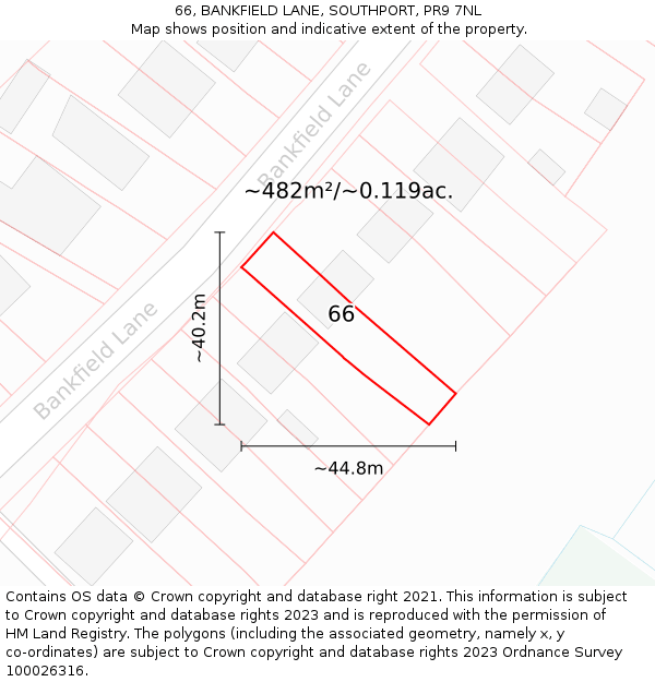 66, BANKFIELD LANE, SOUTHPORT, PR9 7NL: Plot and title map