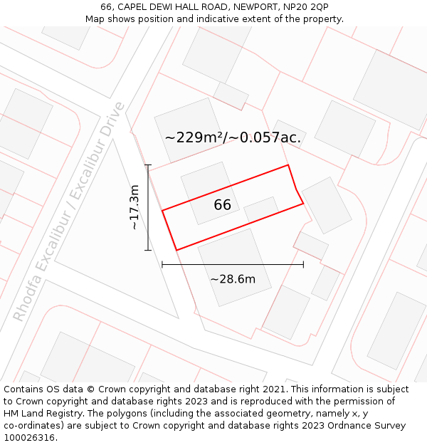 66, CAPEL DEWI HALL ROAD, NEWPORT, NP20 2QP: Plot and title map