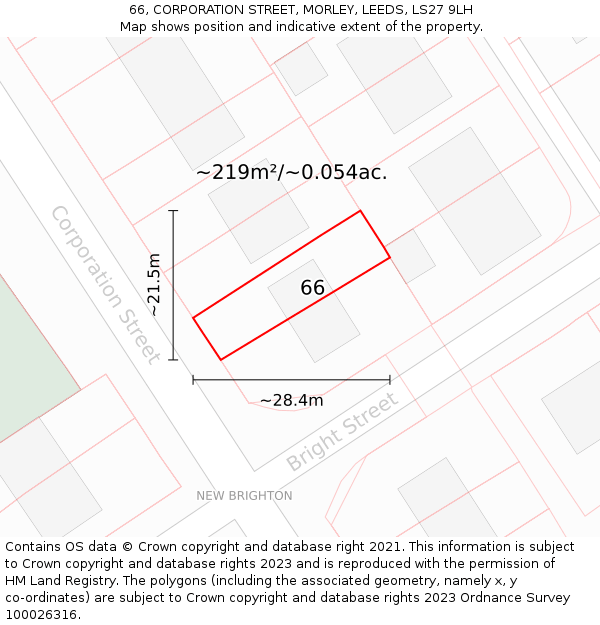 66, CORPORATION STREET, MORLEY, LEEDS, LS27 9LH: Plot and title map