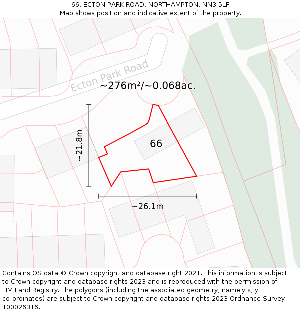 66, ECTON PARK ROAD, NORTHAMPTON, NN3 5LF: Plot and title map