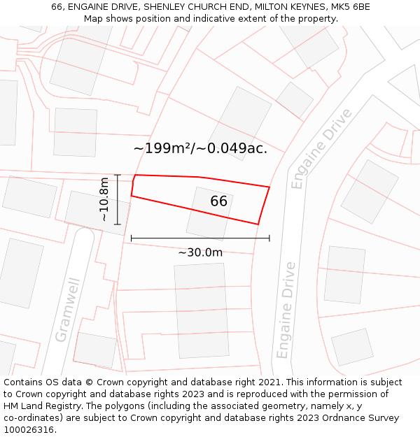 66, ENGAINE DRIVE, SHENLEY CHURCH END, MILTON KEYNES, MK5 6BE: Plot and title map