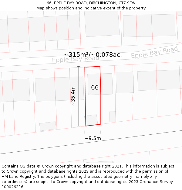 66, EPPLE BAY ROAD, BIRCHINGTON, CT7 9EW: Plot and title map