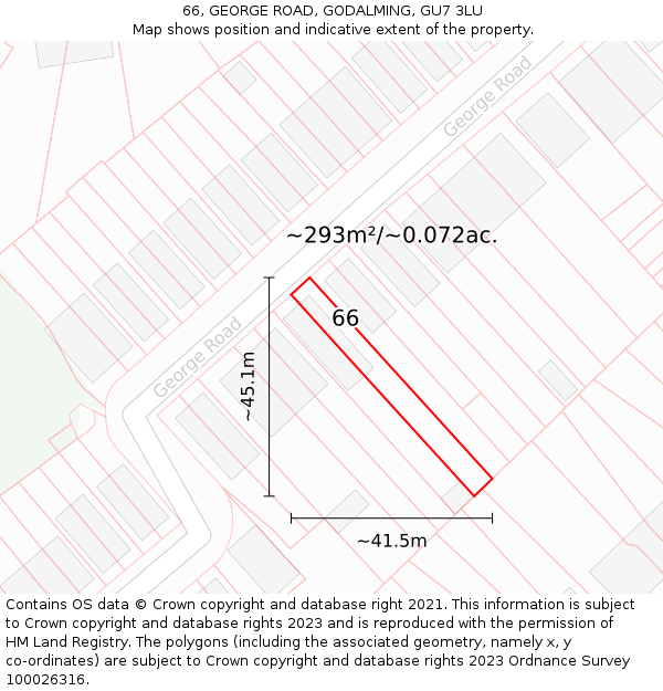 66, GEORGE ROAD, GODALMING, GU7 3LU: Plot and title map