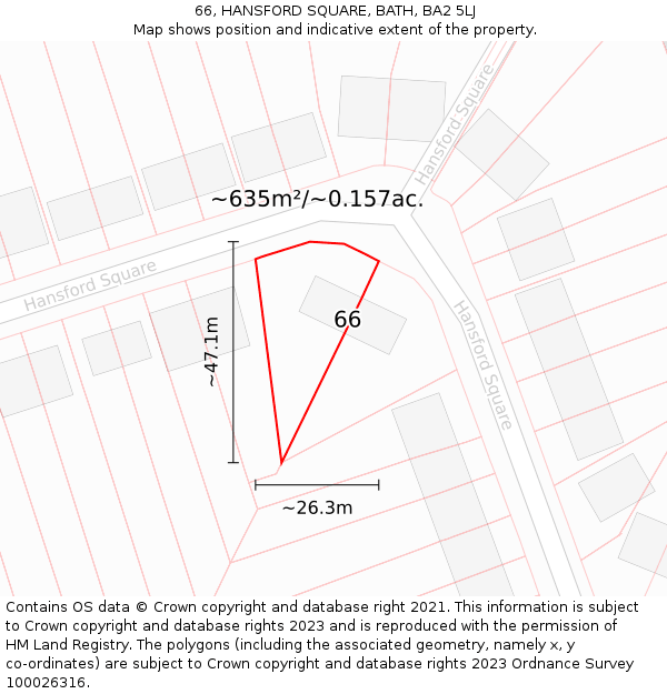 66, HANSFORD SQUARE, BATH, BA2 5LJ: Plot and title map