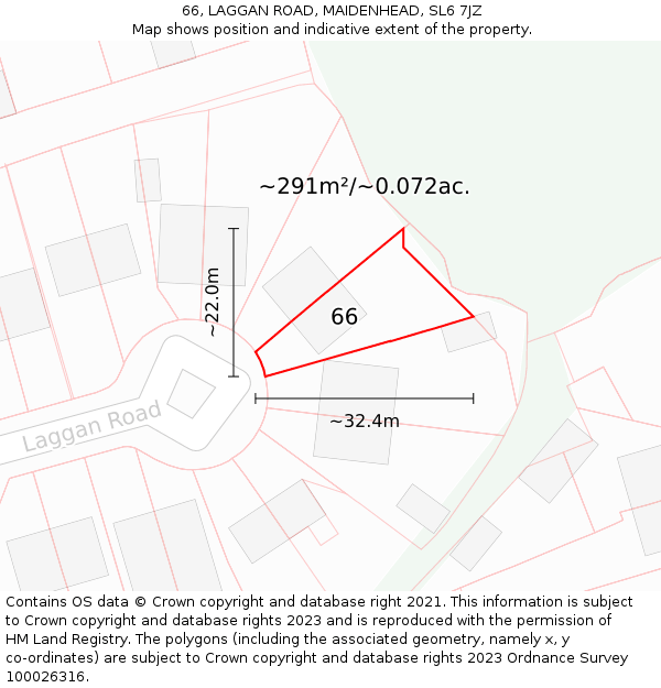 66, LAGGAN ROAD, MAIDENHEAD, SL6 7JZ: Plot and title map