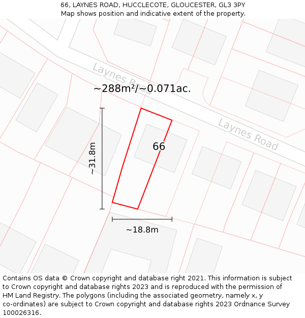 66, LAYNES ROAD, HUCCLECOTE, GLOUCESTER, GL3 3PY: Plot and title map