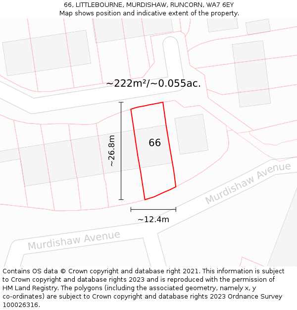 66, LITTLEBOURNE, MURDISHAW, RUNCORN, WA7 6EY: Plot and title map