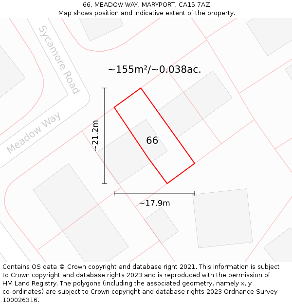 66, MEADOW WAY, MARYPORT, CA15 7AZ: Plot and title map