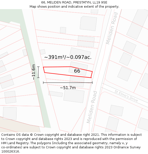 66, MELIDEN ROAD, PRESTATYN, LL19 9SE: Plot and title map