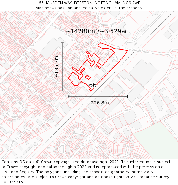 66, MURDEN WAY, BEESTON, NOTTINGHAM, NG9 2WF: Plot and title map