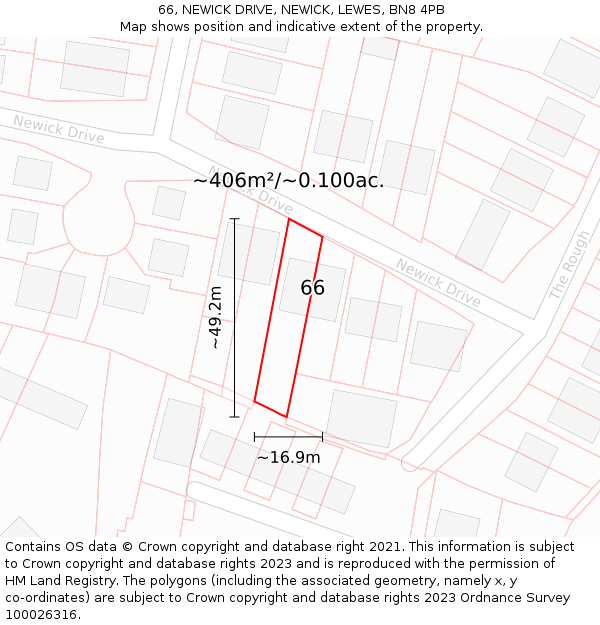 66, NEWICK DRIVE, NEWICK, LEWES, BN8 4PB: Plot and title map