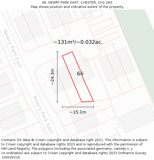 66, NEWRY PARK EAST, CHESTER, CH2 2AS: Plot and title map