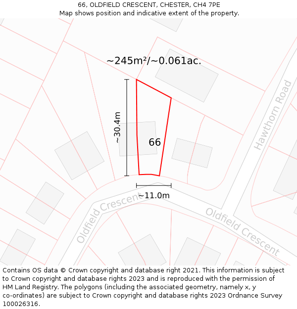 66, OLDFIELD CRESCENT, CHESTER, CH4 7PE: Plot and title map