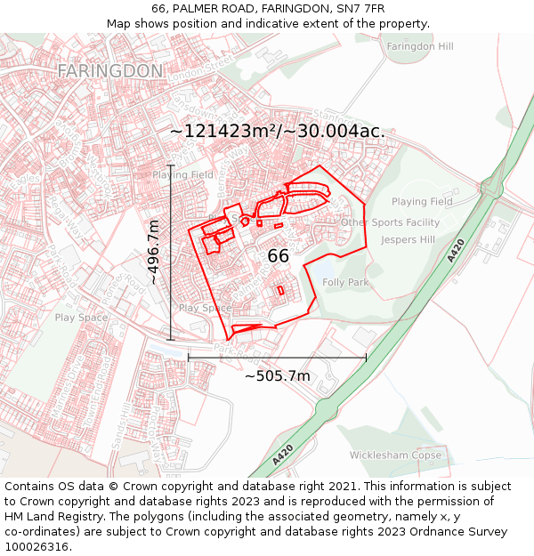 66, PALMER ROAD, FARINGDON, SN7 7FR: Plot and title map