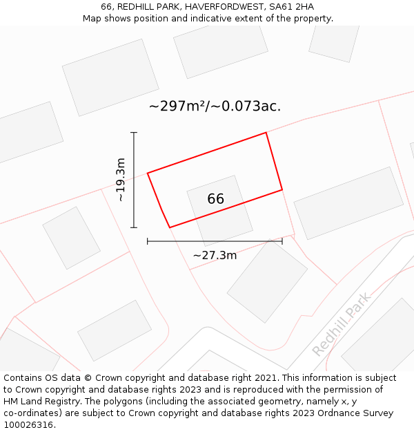 66, REDHILL PARK, HAVERFORDWEST, SA61 2HA: Plot and title map