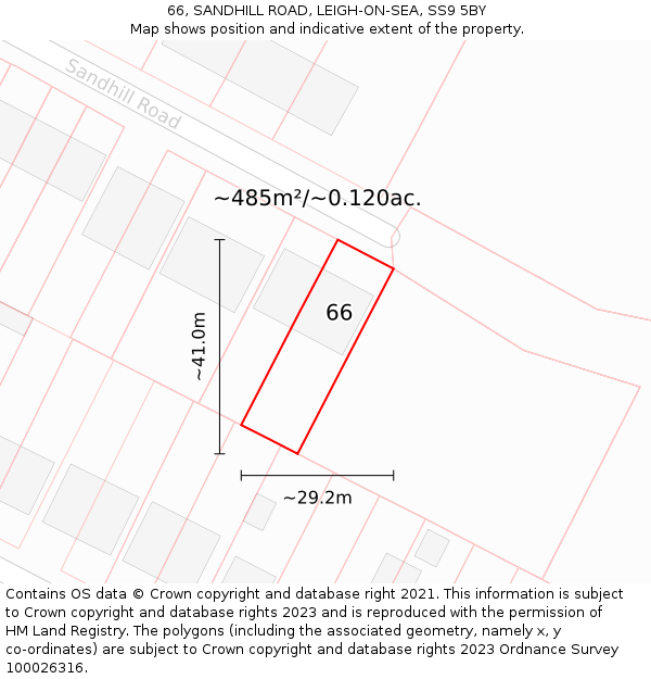 66, SANDHILL ROAD, LEIGH-ON-SEA, SS9 5BY: Plot and title map