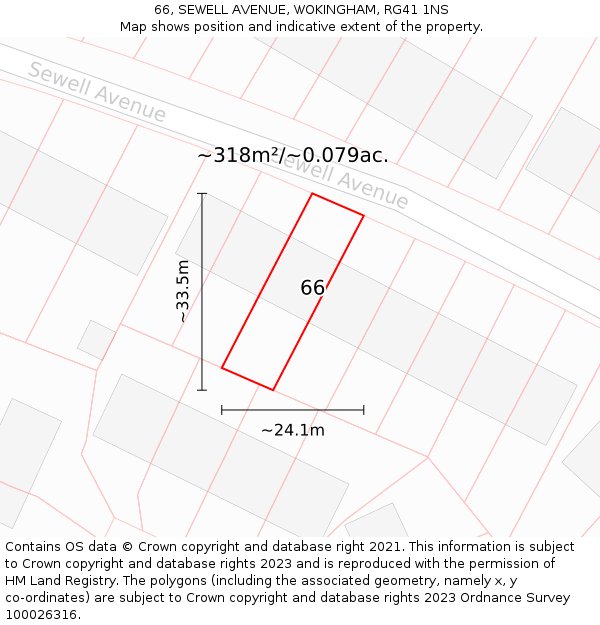 66, SEWELL AVENUE, WOKINGHAM, RG41 1NS: Plot and title map