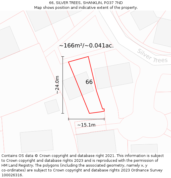 66, SILVER TREES, SHANKLIN, PO37 7ND: Plot and title map