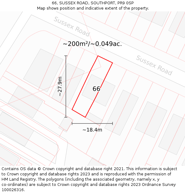 66, SUSSEX ROAD, SOUTHPORT, PR9 0SP: Plot and title map