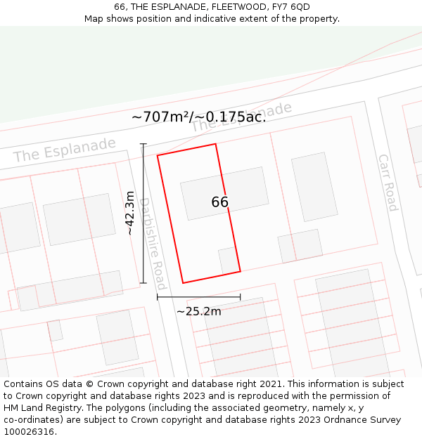 66, THE ESPLANADE, FLEETWOOD, FY7 6QD: Plot and title map