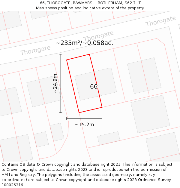 66, THOROGATE, RAWMARSH, ROTHERHAM, S62 7HT: Plot and title map