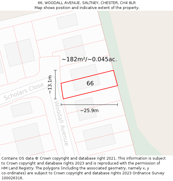 66, WOODALL AVENUE, SALTNEY, CHESTER, CH4 8LR: Plot and title map
