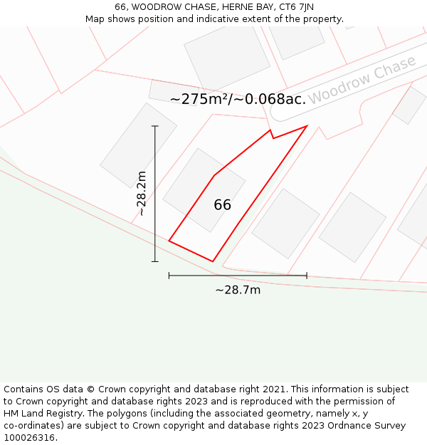 66, WOODROW CHASE, HERNE BAY, CT6 7JN: Plot and title map