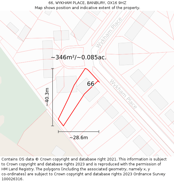 66, WYKHAM PLACE, BANBURY, OX16 9HZ: Plot and title map