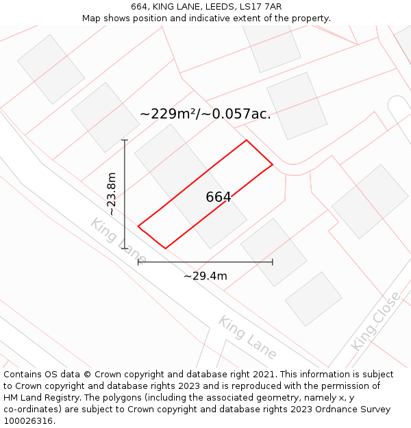 664, KING LANE, LEEDS, LS17 7AR: Plot and title map