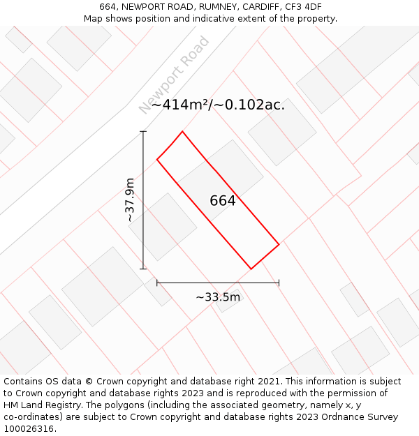 664, NEWPORT ROAD, RUMNEY, CARDIFF, CF3 4DF: Plot and title map