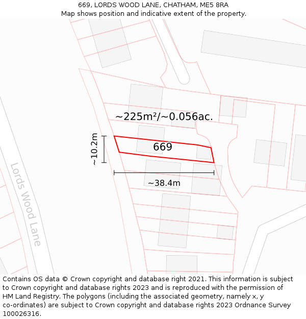 669, LORDS WOOD LANE, CHATHAM, ME5 8RA: Plot and title map