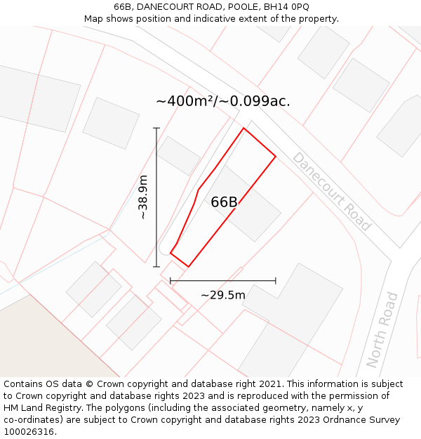 66B, DANECOURT ROAD, POOLE, BH14 0PQ: Plot and title map