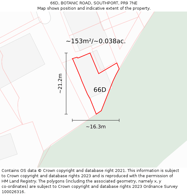 66D, BOTANIC ROAD, SOUTHPORT, PR9 7NE: Plot and title map