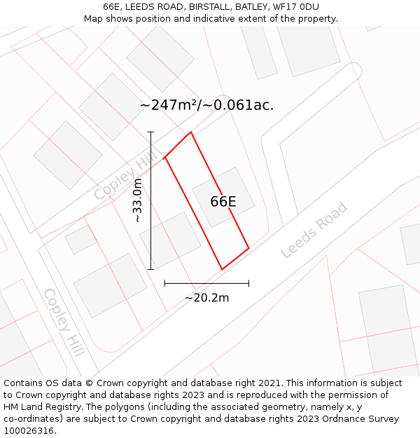 66E, LEEDS ROAD, BIRSTALL, BATLEY, WF17 0DU: Plot and title map