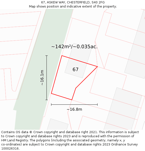 67, ASKEW WAY, CHESTERFIELD, S40 2FG: Plot and title map