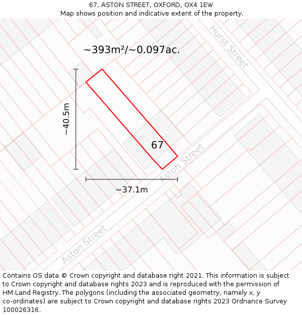 67, ASTON STREET, OXFORD, OX4 1EW: Plot and title map