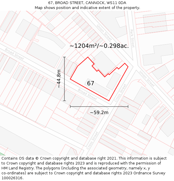 67, BROAD STREET, CANNOCK, WS11 0DA: Plot and title map